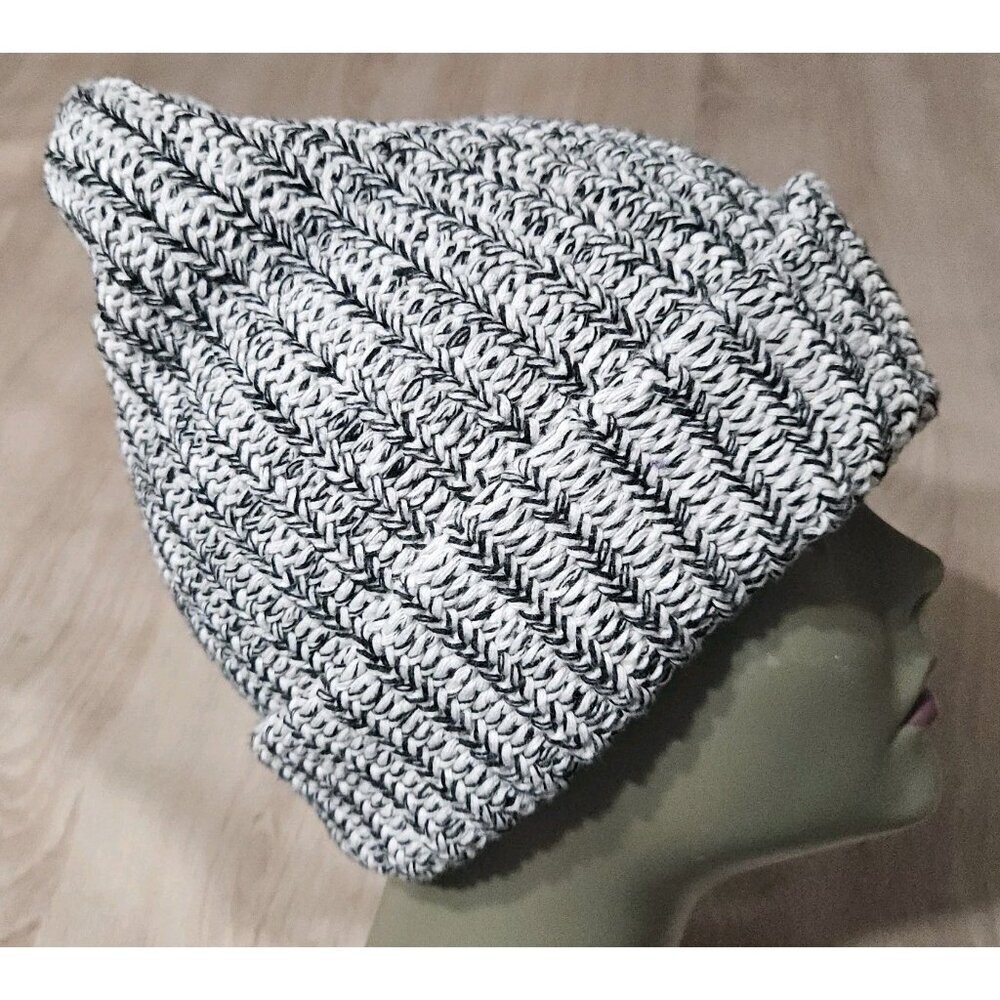 Love Your Melon Cuffed Style Beanie Hat Black & White Cotton